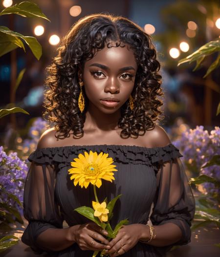 05427-3773448201-a beautiful woman holding a flower in her hand, dark skin, photo of a black woman, 8k artistic portrait photography, CHV3CUrban,.png